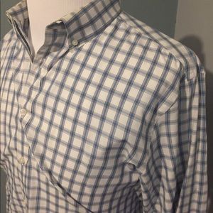 Perry Ellis XL White, Gray Blue plaid button down